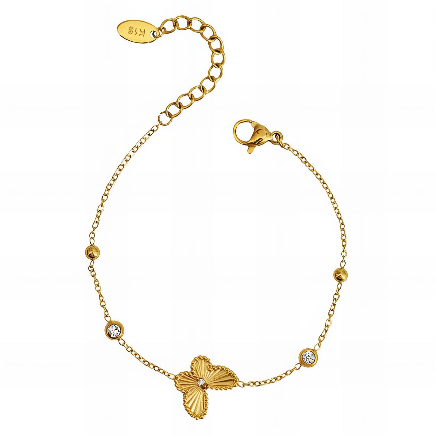 18K gold plated Stainless steel "butterfly" bracelet, Intensity