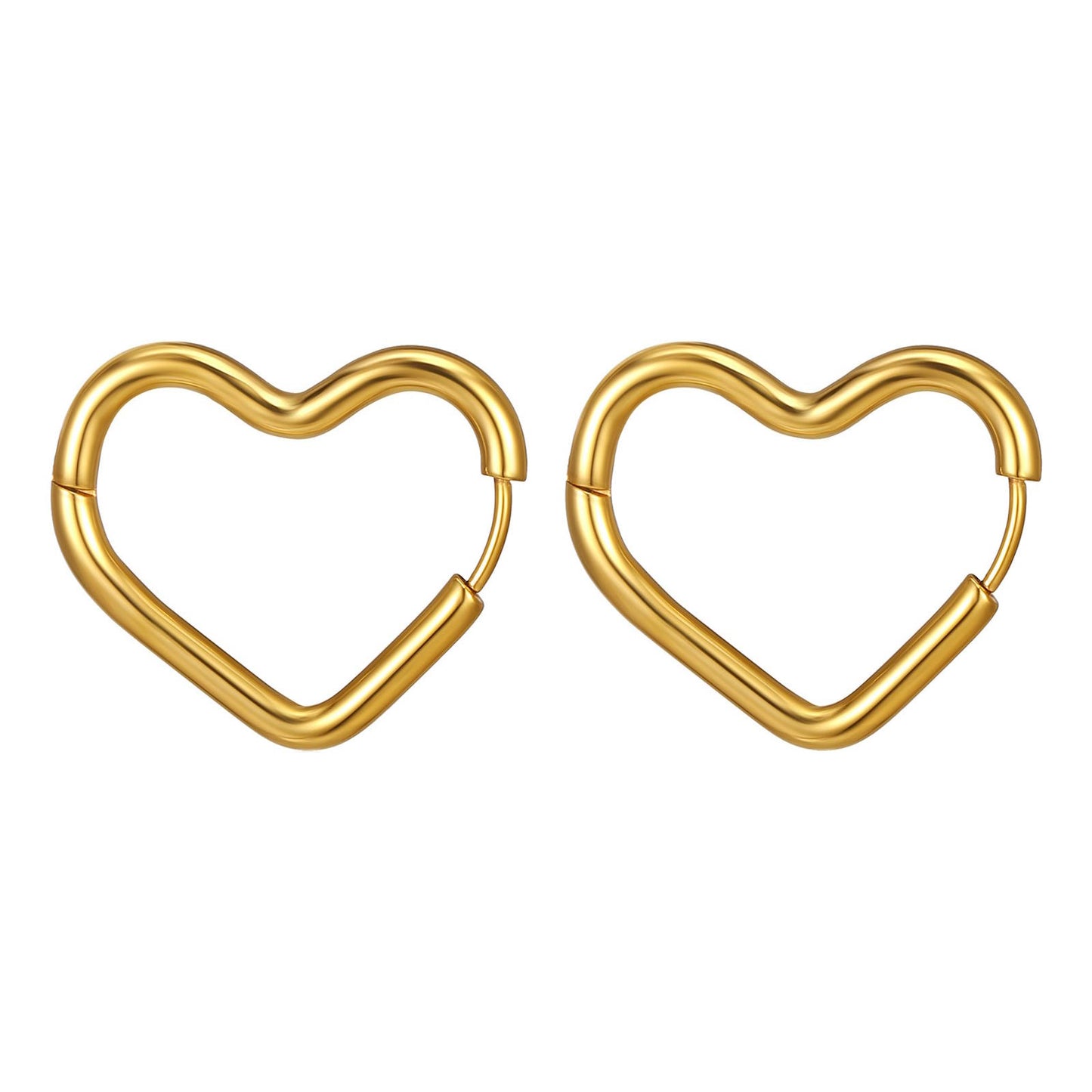 18K gold plated Stainless steel "Hearts" earrings, Intensity