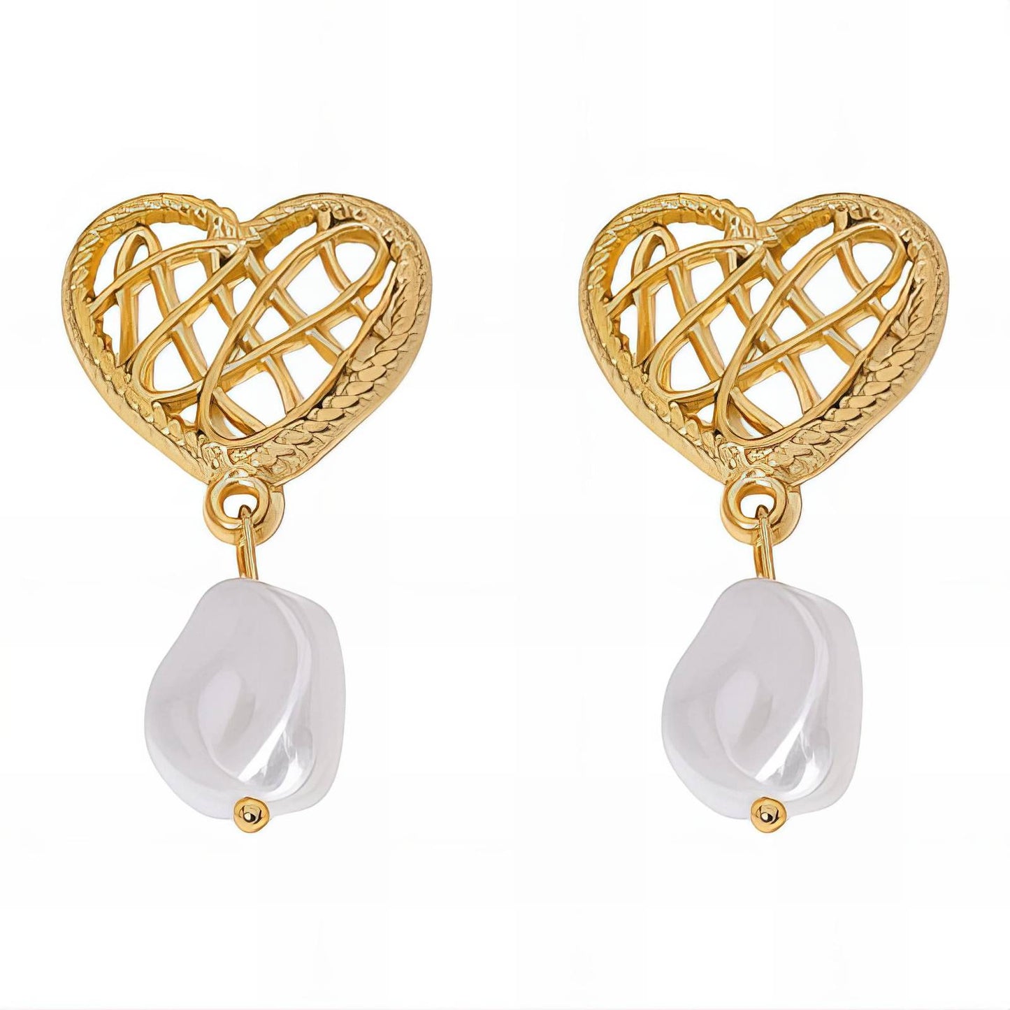 18K gold plated Stainless steel "Hearts" earrings, Intensity