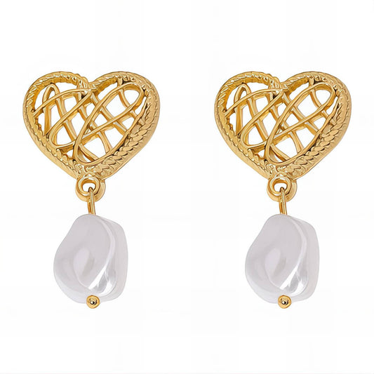 18K gold plated Stainless steel "Hearts" earrings, Intensity