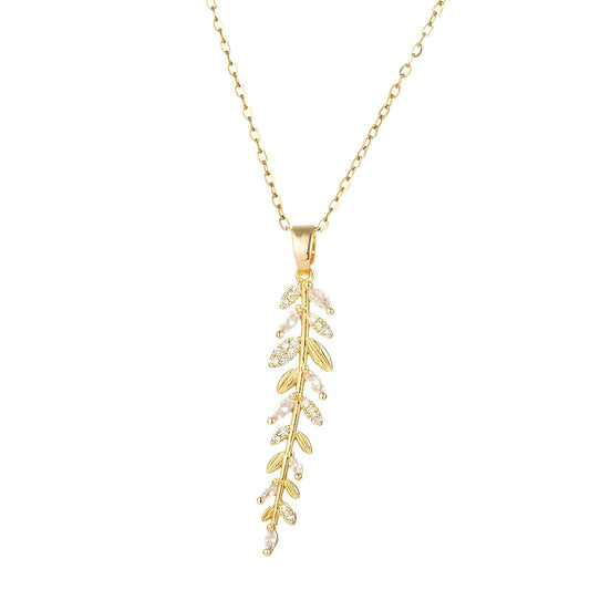 18K gold plated Stainless steel "Leafs" necklace, Intensity