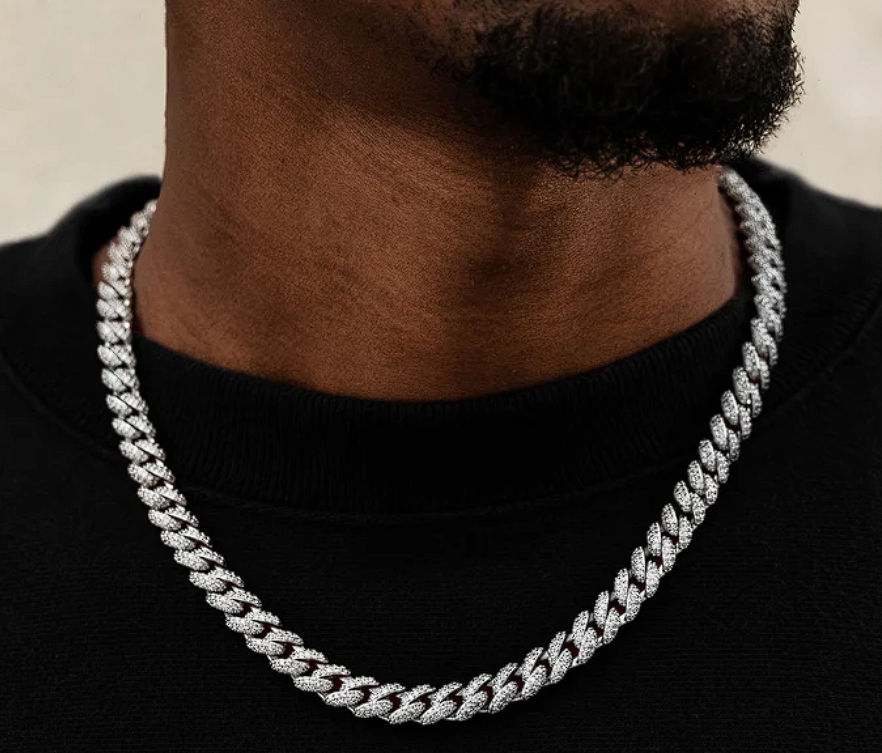 Diamond Cuban Chain in Rose/White Gold - 8.5mm